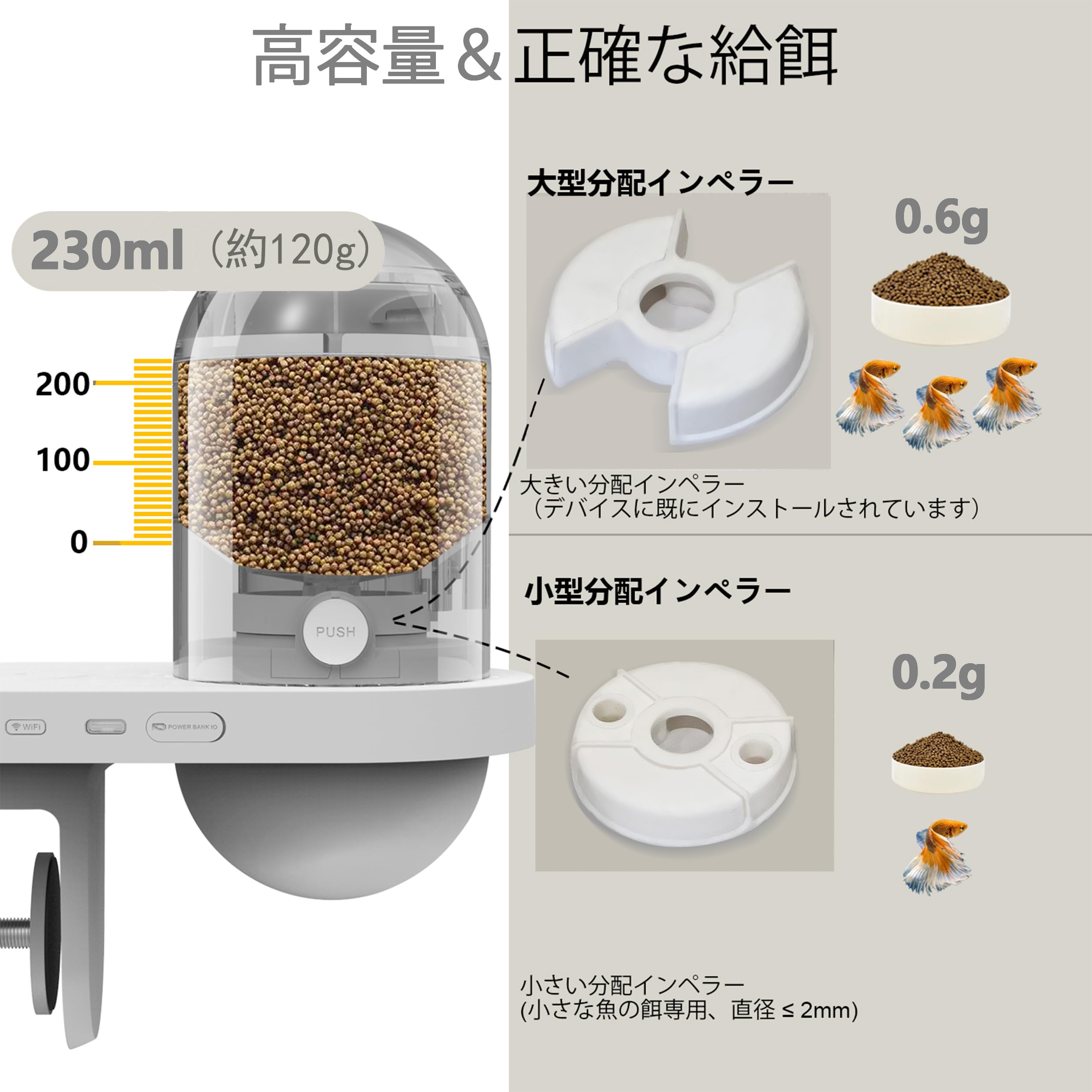 Leronron 2Kカメラ付き スマホ操作 魚用自動給餌器